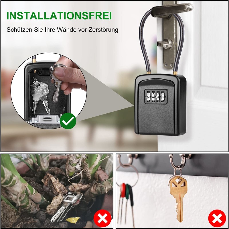 Diyife Key Safe with Removable Cable, Waterproof Key Cabinet Key