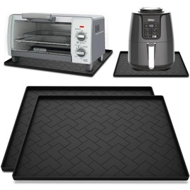 2 Pack heat resistant mat for air fryer, 15''x18''x0.5'' - Perfect for Ninja, COSORI, Chefman and most Air Fryers Bottom Silicone heat resistant mat- Essential Air Fryer Accessories (Black)