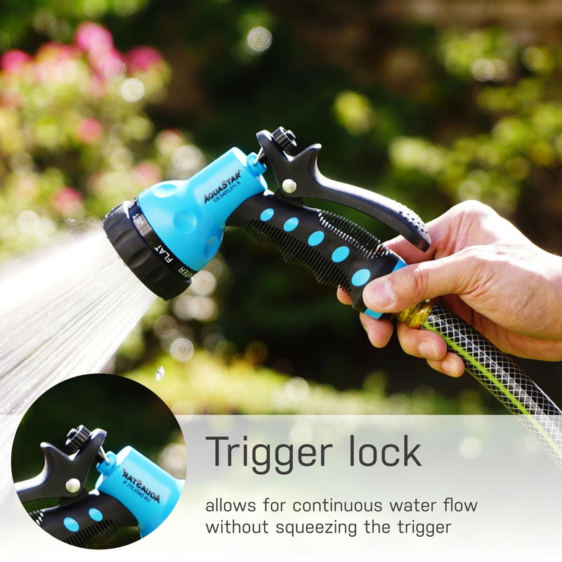 AQUASTAR by Eden AS73374 Rear-Trigger 7-Pattern Hose Nozzle (Blue) |