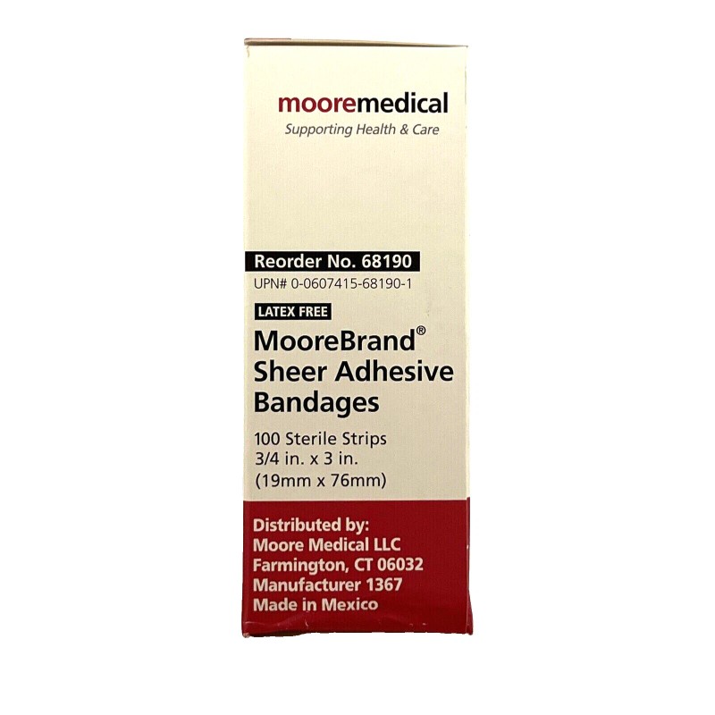 Moorebrand Fabric Adhesive Bandages, 3/4" x 3" - 100/box