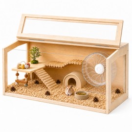 Large Hamster Cage,Transparent Habitat with Openable Top,40x20x20 Inch