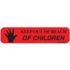 PHARMEX 1-19G Permanent Paper Label,"Keep Out of Reach", 1 9/16" x 3/8", Red (500 per Roll, 2 Rolls per Box)