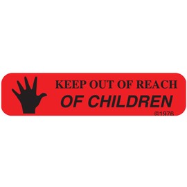 PHARMEX 1-19G Permanent Paper Label,"Keep Out of Reach", 1 9/16" x 3/8", Red (500 per Roll, 2 Rolls per Box)