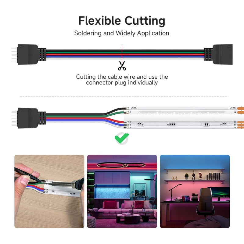 BTF-LIGHTING 5 Pack 22AWG 5 Pin JST Male to Female