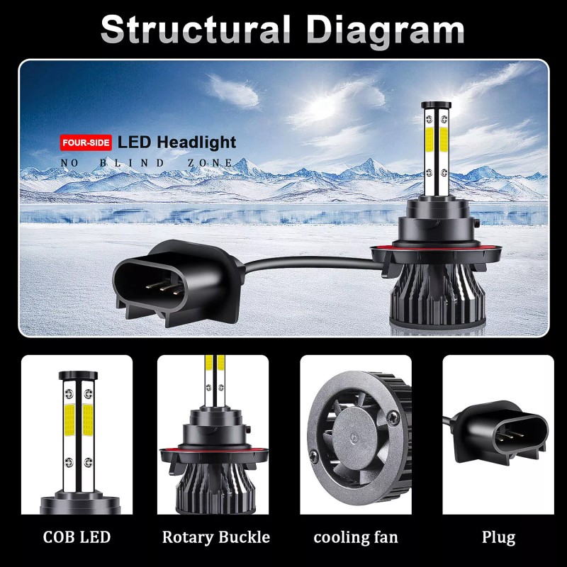 SHENKENUO For Chevy Cruze 2011-2015 9008+H11 LED Headlight Hi/Low Fog