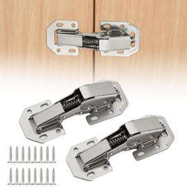2PCS Hidden Cabinet Hinges, No Pre-Drilled Soft Close Cabinet Hinges, Will Come with Screws for Easy Installation
