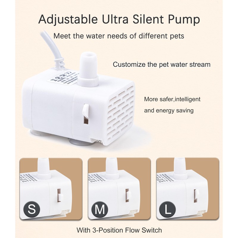 HAPUP Cat Water Fountain Pump Replacement Silent Original Cat Fountain