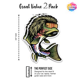 United by Color Mullet Trout Stickers (2Pc) - Strong Adhesive Waterproof Trout Fishing Stickers and Decals - No Fade, Used for Window, Water Bottle, Laptop, Tumbler, Bumper, Boat, Cooler, Truck & Car