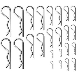 Cotter Pins Assortment Kit,R Clips Split Pins Stainless Steel 24 PCS Cotter Pin Retaining Spring Hitch Cotter for Use on Hitch Pin Lock Systems,Heavy Duty Zinc Plated Hitch Pin Fastening Pin Set
