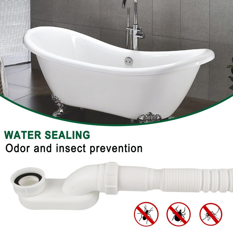 Low Profile 1 1/2 P Trap, Flexible Bathtub Shower Drain
