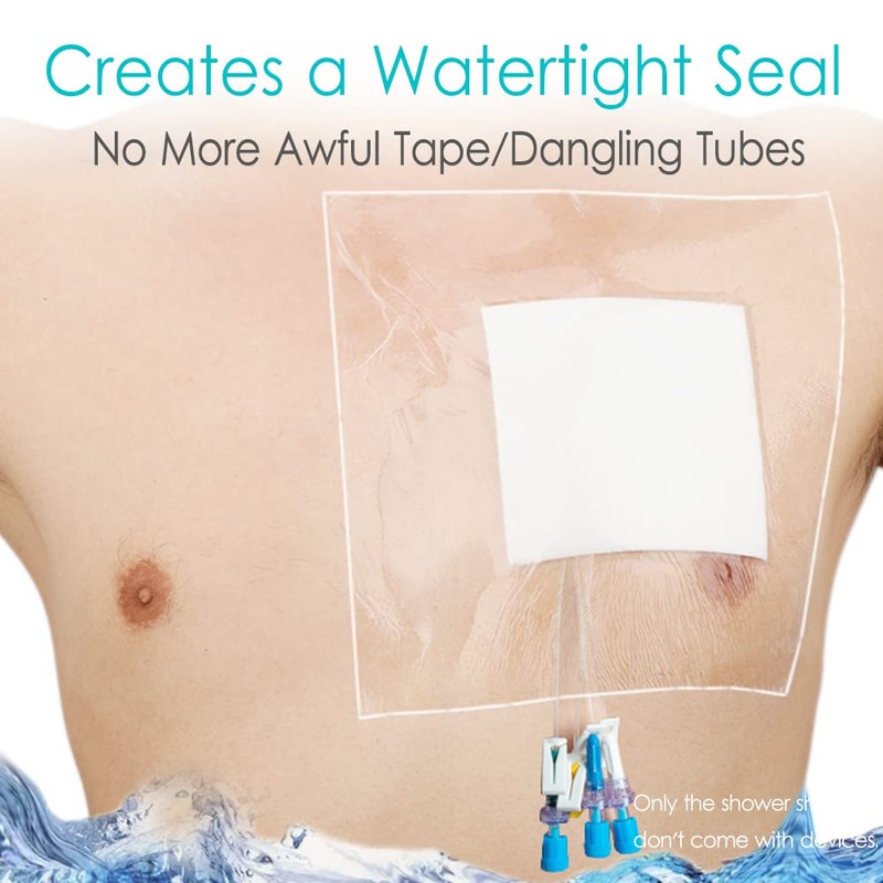 25 Pcs Waterproof Dialysis Catheter Shower Cover + Non-Stick Center