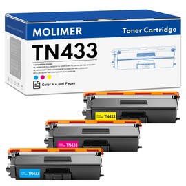 TN433 TN-433 Toner Cartridge Compatible for Brother TN433 TN431 TN433C, TN433M, TN433Y High Yield Cyan Magenta & Yellow, HL-L8900CDW TN433 Toner (3-Color Toner Cartridge Set)