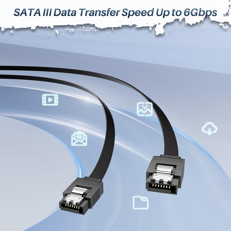 SATA Cable III 0.6FT (2-Pack), 7-Pin Straight Angle Connector, 6Gbps