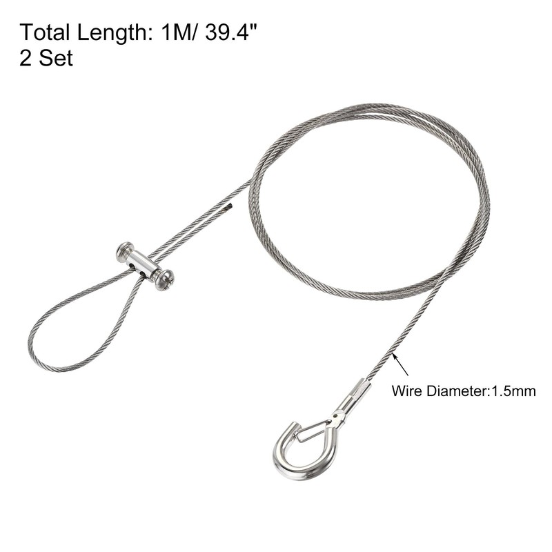 sourcing map Picture Hanging Wire Kit, 2Set 1M Adjustable Hanger
