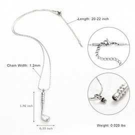 constantlife Cremation Golf Clubs Jewelry for Ashes Urn Necklace Keepsake 316L Stainless Steel Memorial Pendant (Silver)
