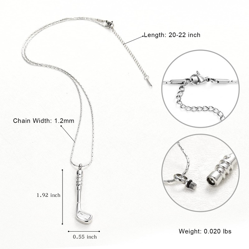 constantlife Cremation Golf Clubs Jewelry for Ashes Urn Necklace Keepsake