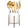 MONOSUGO Ceramic Flatware Caddy, Silverware Caddy Cutlery Holder, Round Utensil