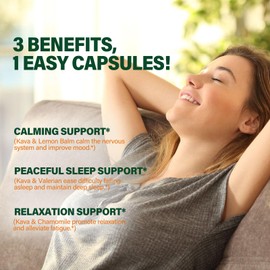 DetoxenNATURE DetoxenNATURE Kava Kava Root Extract Capsules for Natural Calm & Sleep Support. Herbal Supplement with Valerian, Passionflower, Chamomile, Lemon Balm, and Lavender for Mood Support. 90 Count