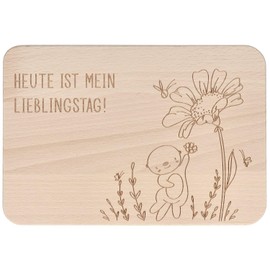 Spruchreif Wooden Breakfast Board with Engraving – Bread Board with Sayings Gift for Birthday – "Heute ist mein Lieblingstag!"
