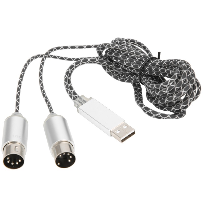 70.9in MIDI Cable to USB IN-OUT Converter Cable with Indicator