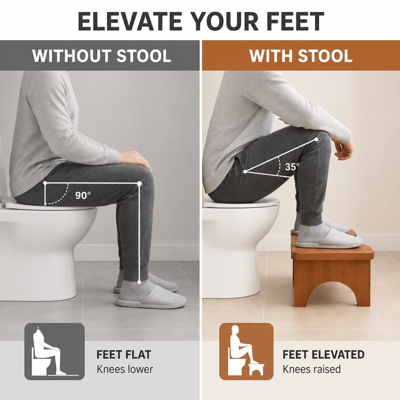 Bamboo Toilet Stool for Adults and Kids, 6.7-Inch Non-Slip Bathroom