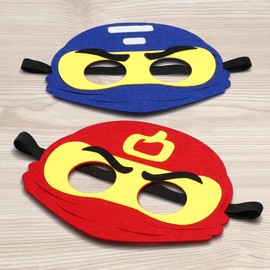 DJianrang 12Pcs Cartoon Masks Dress Up Costume Masters Pretend Play Accessories Super Themed Birthday Party Favors Game Toy Mask Photo Booth Props Cartoon Party Supplies for Boys Girls