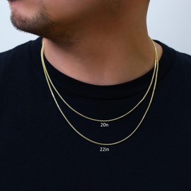 Nuragold 10k Real Yellow Gold Franco Square 1.5mm Box Chain Wheat Chain Necklace (16"-30") Dainty Italian Jewelry for Men & Women - 16"