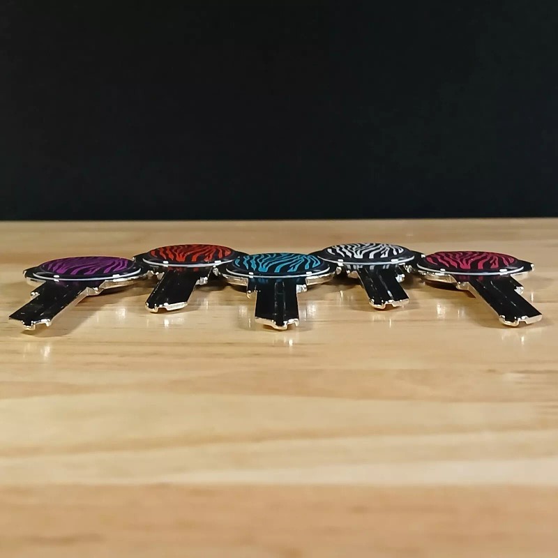 5 Key Set Zebra Epoxy Nickel Plated House Keys Compatible