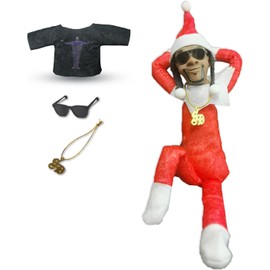 enttgo Christmas Elf Plush Doll,Christmas Elf Doll Decoration,Handmade Elf Doll Hip Hop Doll,Hip Hop Doll for Christmas Party Holiday Home Festival Decoration(Red)