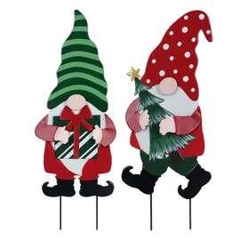 YEAHOME Outdoor Christmas Decorations for Home, Decorative Garden Stakes 2 Pack Gnomes for Christmas Decor, Metal Yard Signs Xmas Decorations for Outside Garden Yard Lawn Patio Holiday Party