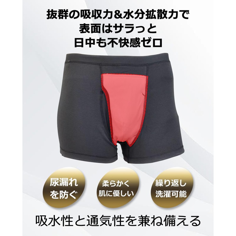 Tosiyoi Incontinence Pants, Men's, Urinary Leak Boxer Shorts, Water Absorption