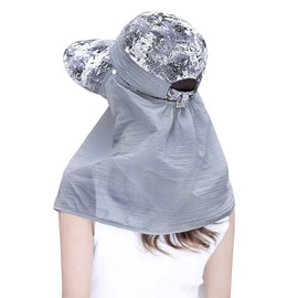 FakeFace Women's Sun Visor Sun Visor UPF 50+ UV Protection Hat with Face Cover 3-Way Folding Wide Brim Hat Cap for Farming Work, Gardening, Field Work, Gardening, Sun Protection, UV Protection,