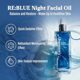 Carenology95 BLUE Night Facial Oil 50ml – Aceite Facial Coreano Nutritivo y Reparador para Piel Sensible, Rico en Antioxidantes y Extractos Botánicos