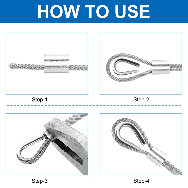 sourcing map 66FT Stainless Steel Cable Railing Kit, 1/8" Vinyl
