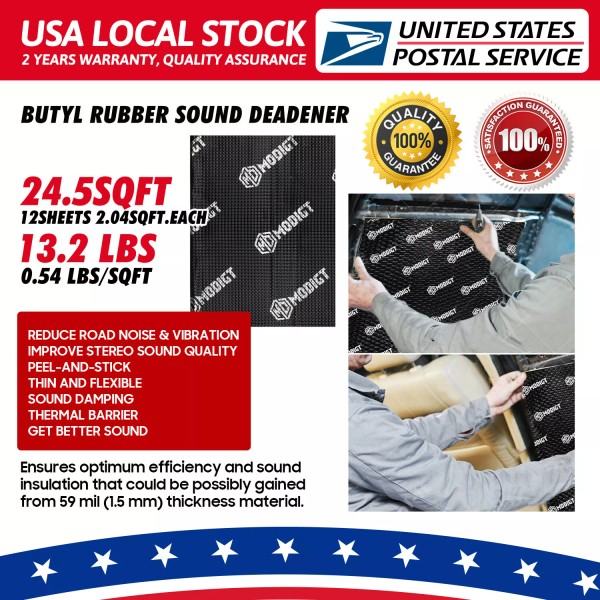 MODIGT Butyl Automotive Sound Deadener Heat Insulation Self-Adhesive Backed Aluminum