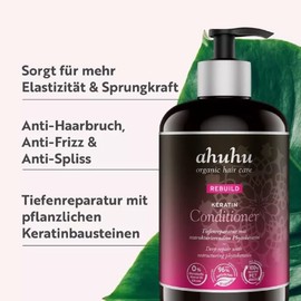 ahuhu REBUILD Keratin Conditioner XXL (500 ml) - Intensely Restructuring Hair Conditioner with Vegetable Phytokeratin, Repairs & Protects Hair from Restress, Vegan Hair Care