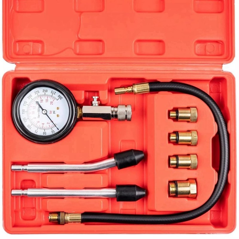 ZENWORYS 8Pcs Petrol Engine Cylinder Compression Tester Kit Gauge Tool