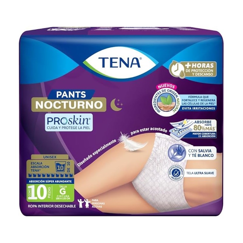 TENA Pants Nocturno Talla L, Ropa interior desechable, 60 piezas