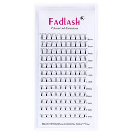 Premade Fans Eyelash Extensions FADLASH 3D/5D Lash Extensions 8-20mm Length Volume Eyelash Extensions Premade Lash Fans 0.10mm Eyelash Volume Extensions (5D-0.10-C, 8~14mm mixed tray)