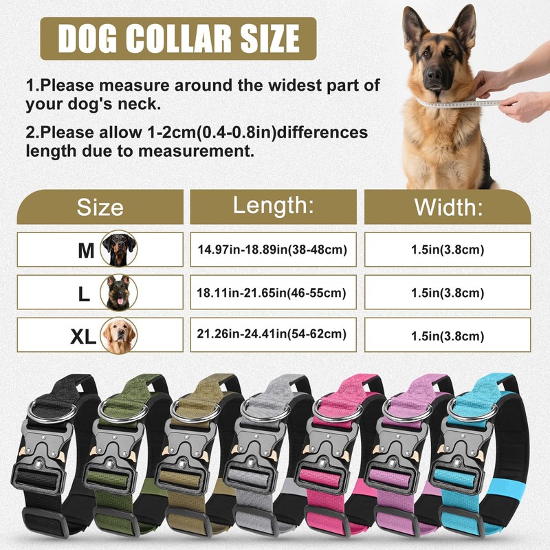 AKOFIC Tactical Dog Collar, Heavy Duty Wide Dog Collar with