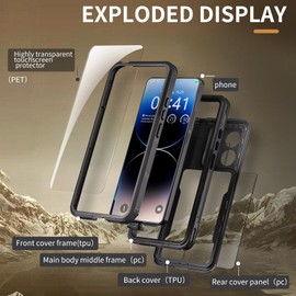 FONREST for Xiaomi Redmi Note 13 Pro 5G(Not 4G) IP68 Waterproof Case Full-Body Sealed Slim Snowproof Shockproof Dustproof Underwater Hybrid Outdoor Transparent Cover with Hand Strap