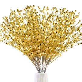 50 varillas de 4 mm con abalorio de perlas para decoración de mesa de boda, fiesta de boda (dorado)