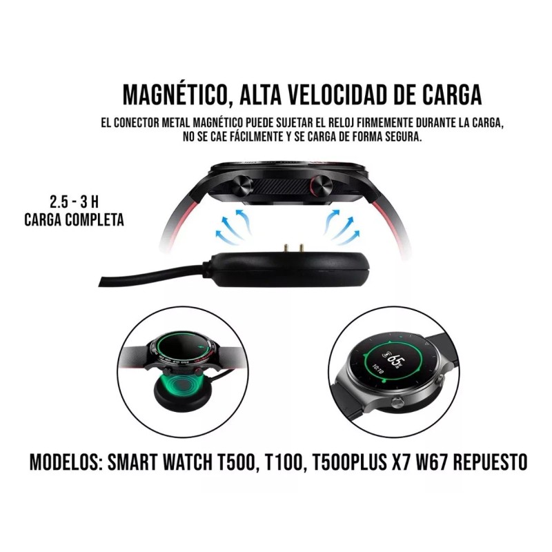 Control Expert Cargador Para Smartwatch T500, T100 T500plus X7 W67