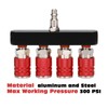 AIRTOON 2PCS 4-Way Straight Air Manifold Splitter, Line Type Air