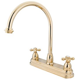 Kingston Brass KB3742AX Restoration 8-inch Centerset Kitchen Faucet without Sprayer, Polished Brass