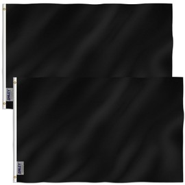 Anley Pack of 2 Fly Breeze 3x5 Foot Solid Black Flag - Vivid Color and Fade Proof - Canvas Header and Double Stitched - Plain Black Flags Polyester with Brass Grommets 3 X 5 Ft