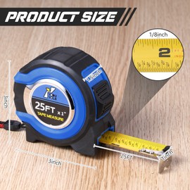 Youyole 10 Pack Tape Measure with Fractions 1/8 Steel Measuring Tape Retractable Easy Read Measurement Tape Steel Power Tape Blade Tape Measure (25 ft x 1 in)