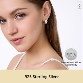 925 Sterling Silver Clear Crystal Stones Huggie Hoops for Women | 12MM Hypoallergenic Small Huggie Hoop Earrings | Crystal Earrings for Women by MAX + STONE