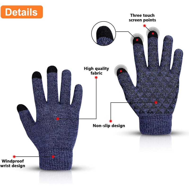 TOCOZOC Guantes de Invierno Con Pantalla Táctil Antideslizante Para Hombre