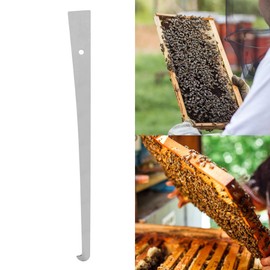 CHEOTIME Hive Scraper Tool, Stainless Steel Beekeepers Hive Tool, Silver Beekeeping Equipment Beekeeping Tools, Bee Brush Beekeeping Frame Cleaning Tool for Beekeeping Tool
